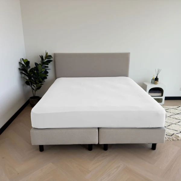 Hoeslaken Emma Katoen-Satijn 250TC Wit - Afbeelding 2