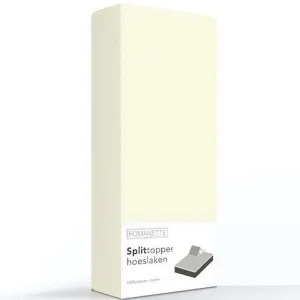 SPLIT-TOPPER Hoeslaken - Katoen Ivoor 12 cm