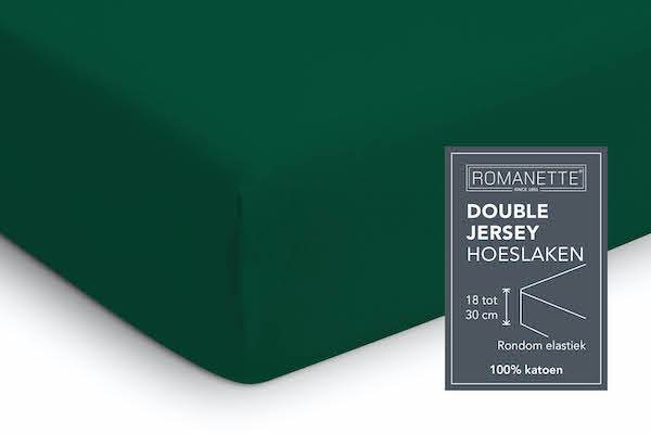 Hoeslaken Double Jersey 30 cm Forestgreen - Afbeelding 3