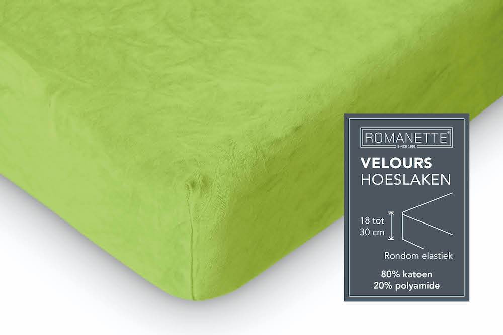 Hoeslaken Velours 30 cm Appel Groen - Afbeelding 3