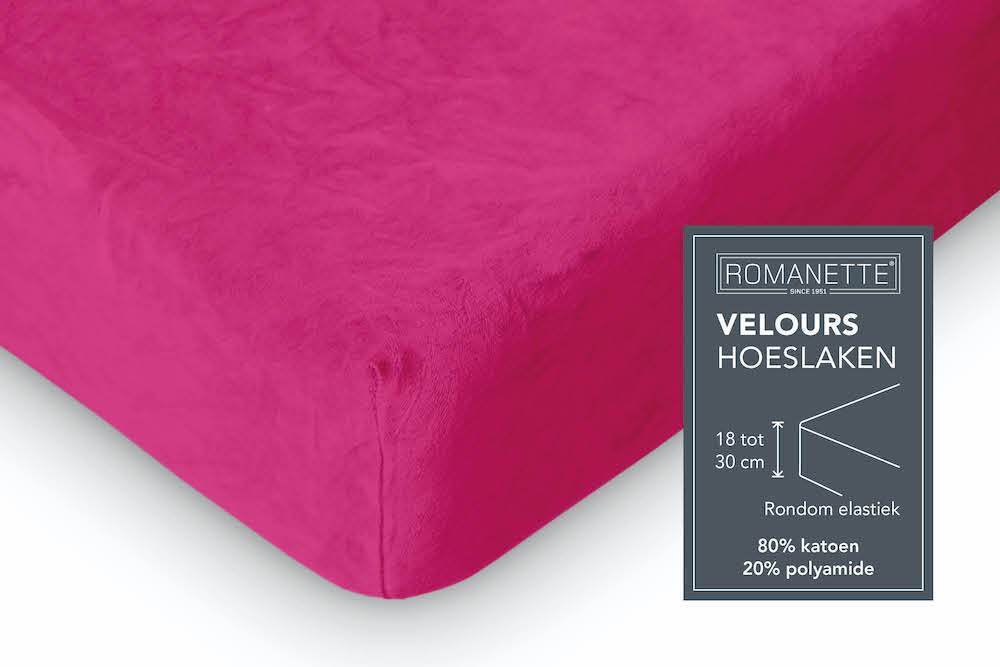 Hoeslaken Velours 30 cm Roze - Afbeelding 4