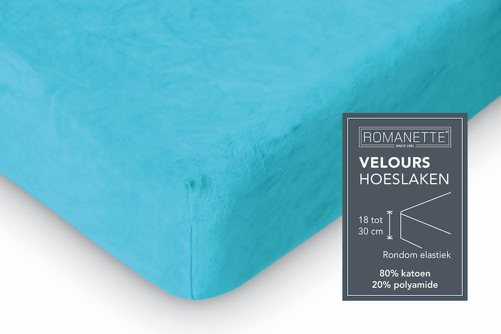 Hoeslaken Velours 30 cm Bleu - Afbeelding 5
