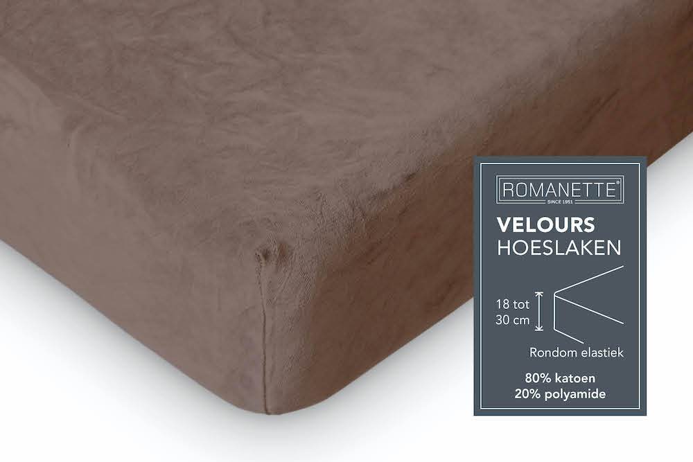 Hoeslaken Velours 30 cm Beige - Afbeelding 8