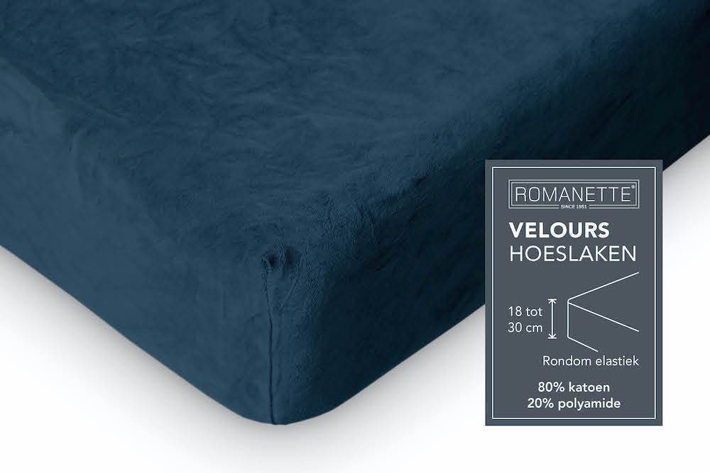 Hoeslaken Velours 30 cm Bleu - Afbeelding 7