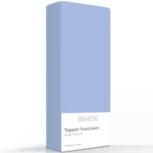 TOPPER Hoeslaken - Katoen Percal Blauw
