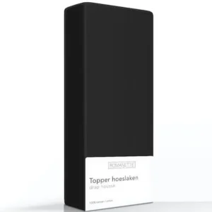 TOPPER Hoeslaken - Katoen Percal Zwart