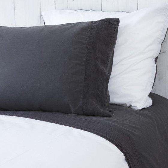 * Kussensloopjes Como Katoen Satijn 300TC Off-black 40x80cm - Afbeelding 4