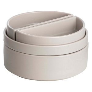 Gusta Serveerset 4 schaaltjes stapelbaar taupe