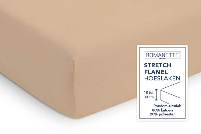 Hoeslaken Flanel 30cm Camel - Afbeelding 3