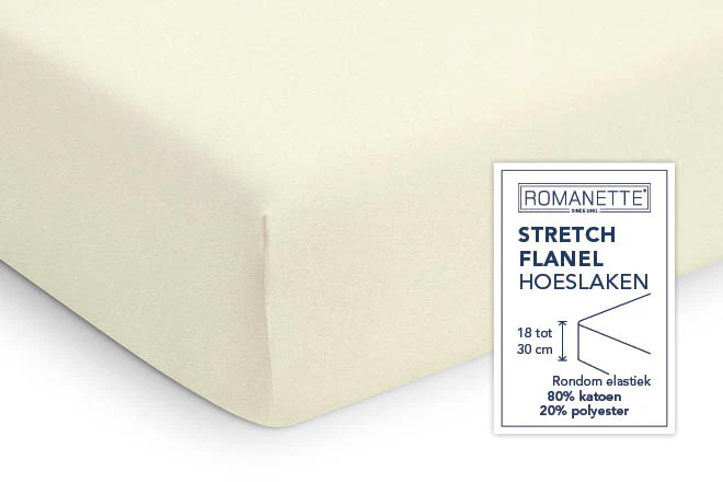 Hoeslaken Flanel 30cm Ivoor - Afbeelding 3