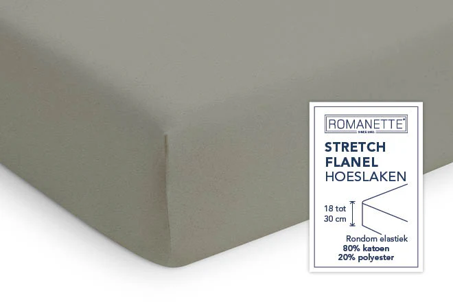 Hoeslaken Flanel 30cm Khaki - Afbeelding 3