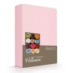 Hoeslaken Velours 30 cm Roze