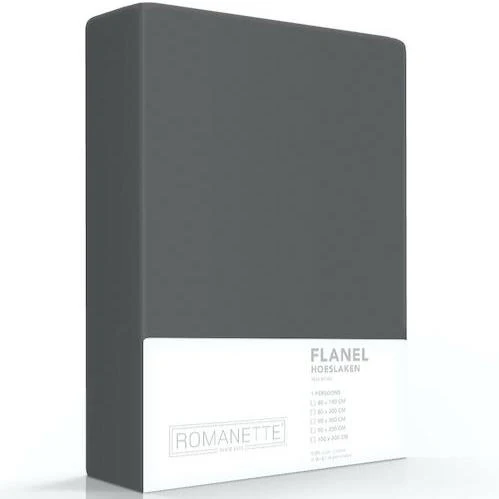 * Hoeslaken Flanel 35 cm Antraciet 180x200 cm en 2x 80x200 cm