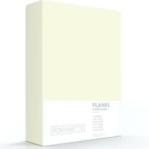 * Hoeslaken Flanel 35 cm off-white/Ivoor 80x200/220cm
