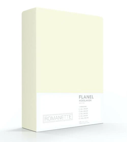 * Hoeslaken Flanel 35 cm off-white/Ivoor 80x200/220cm