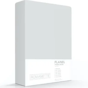 Hoeslaken Flanel 35 cm Zilver
