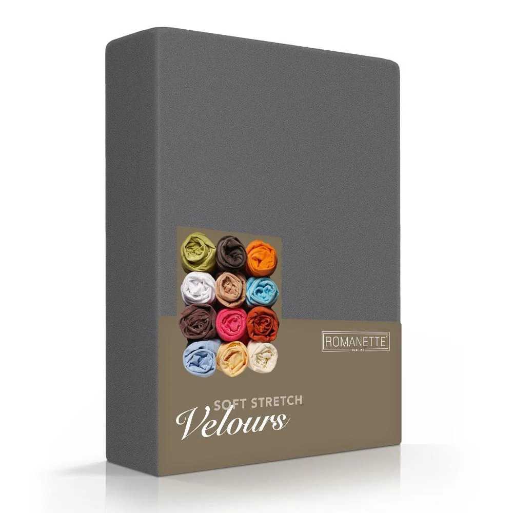 Hoeslaken Velours 30 cm Antraciet