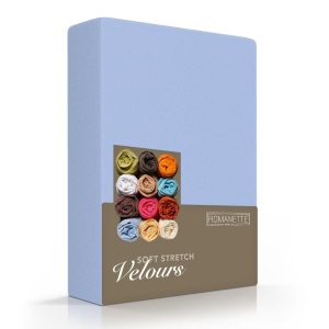 Hoeslaken Velours 30 cm Bleu