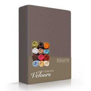 Hoeslaken Velours 30 cm Taupe