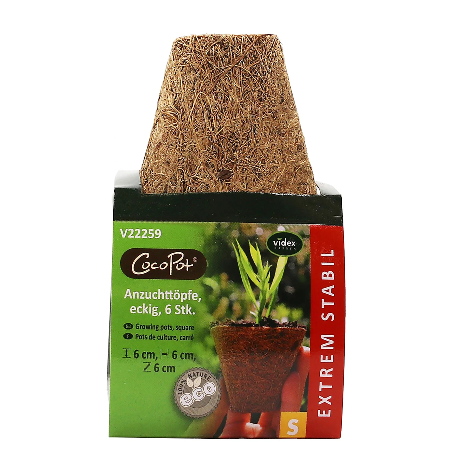 Kweekpotjes Kokos 6x6cm Vierkant (6) - Afbeelding 2