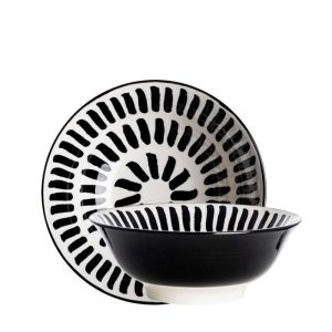 Gusta Zwart wit schaal petiscos Ø21cm streep