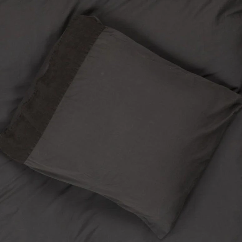 * Kussensloopjes Como Katoen Satijn 300TC Off-black 40x80cm - Afbeelding 3