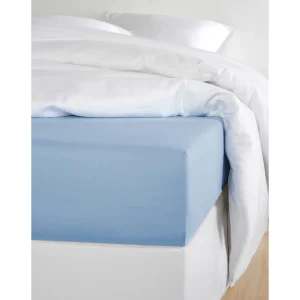 Hoeslaken Olivia Katoen Satijn 250TC 30cm Serenity Blue