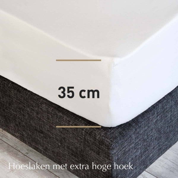 Hoeslaken Percal 200TC 40cm Steenkool - Afbeelding 4