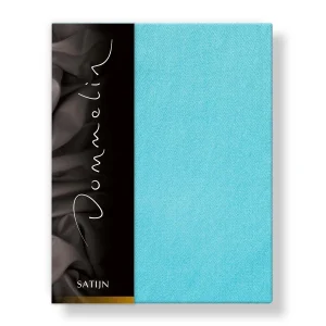 Hoeslaken Katoen Satijn 300TC 30cm Aqua blauw