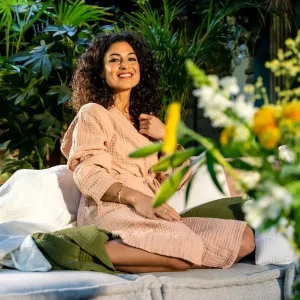 Badjas Cato Katoen Muslin Unisex Nude