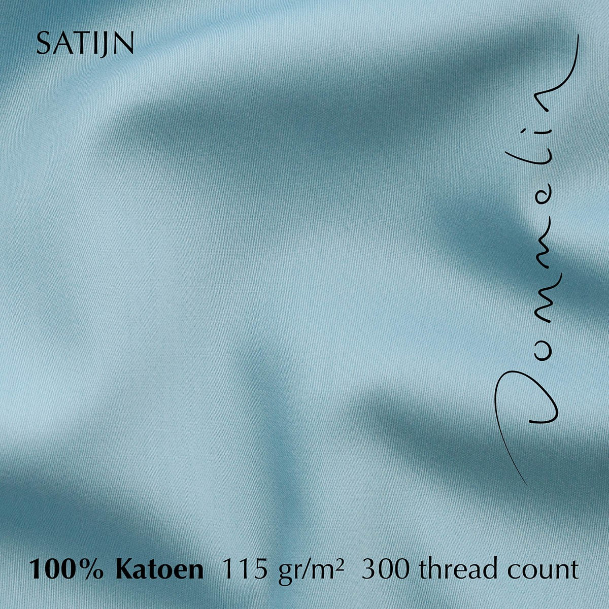 Hoeslaken Katoen Satijn 300TC 30cm Pastelblauw - Afbeelding 3