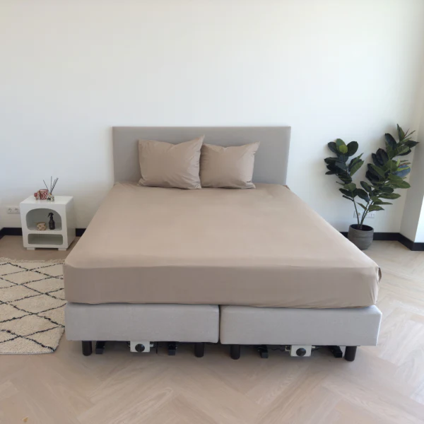 Hoeslaken Shizu Percal 220TC 40cm Taupe - Afbeelding 2